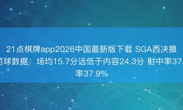 21点棋牌app2026中国最新版下载 SGA西决撤退罚球数据：场均15.7分远低于内容24.3分 射中率37.9%